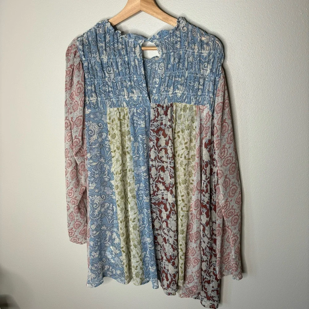 Free People  Merrie Mixed Print Tunic In Lilac Size small - Picture 10 of 10